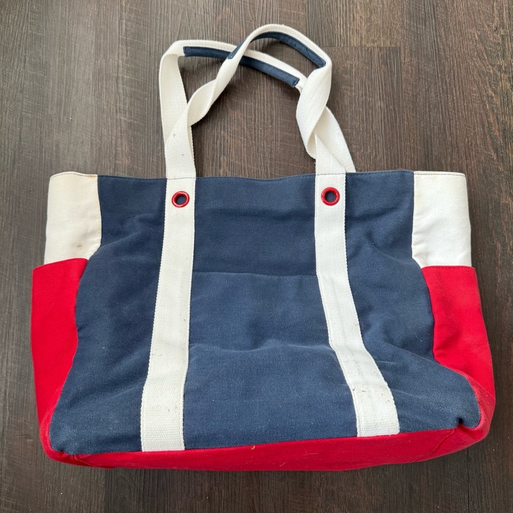 Large Red White and Blue Star Canvas Beach Weekend Tote Bag Large - Picture 4 of 9